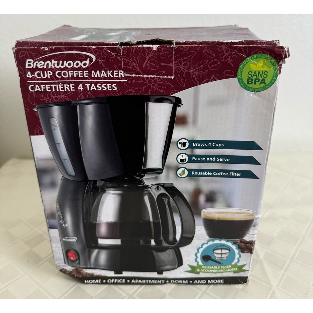 Brentwood 4-cup Coffee Maker
Item TS-213BK - Black Brand
Brand New